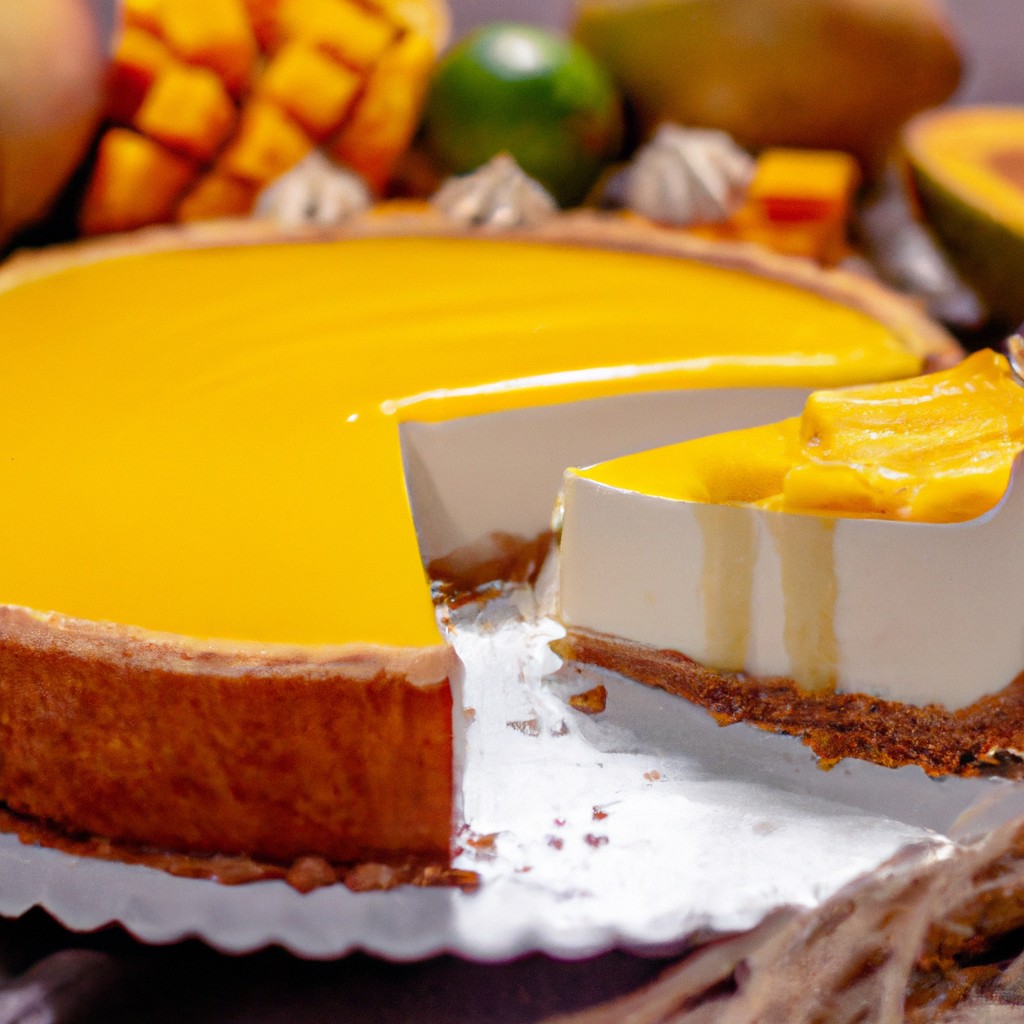 Cheesecake de Manga Tropical: Um doce paraíso em cada garfada!