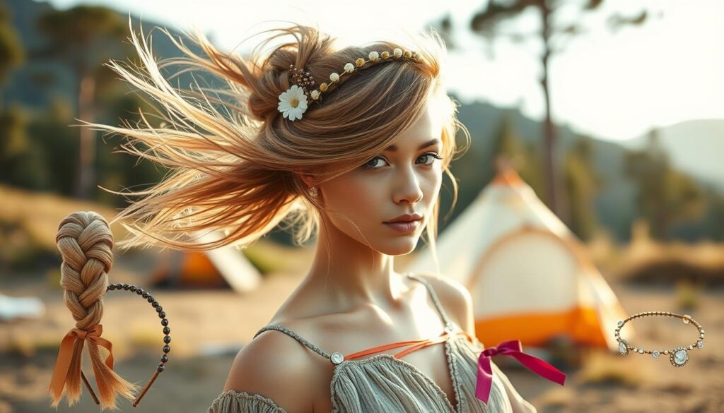 Camping Hair Styles with Accessories