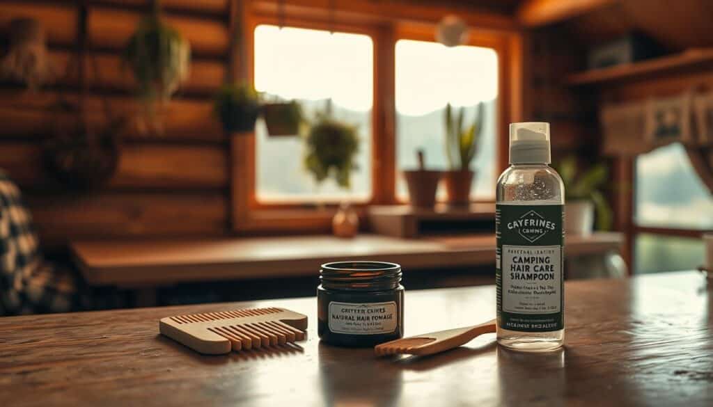 minimal hair products for camping hair care