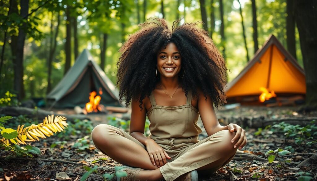 natural hair camping
