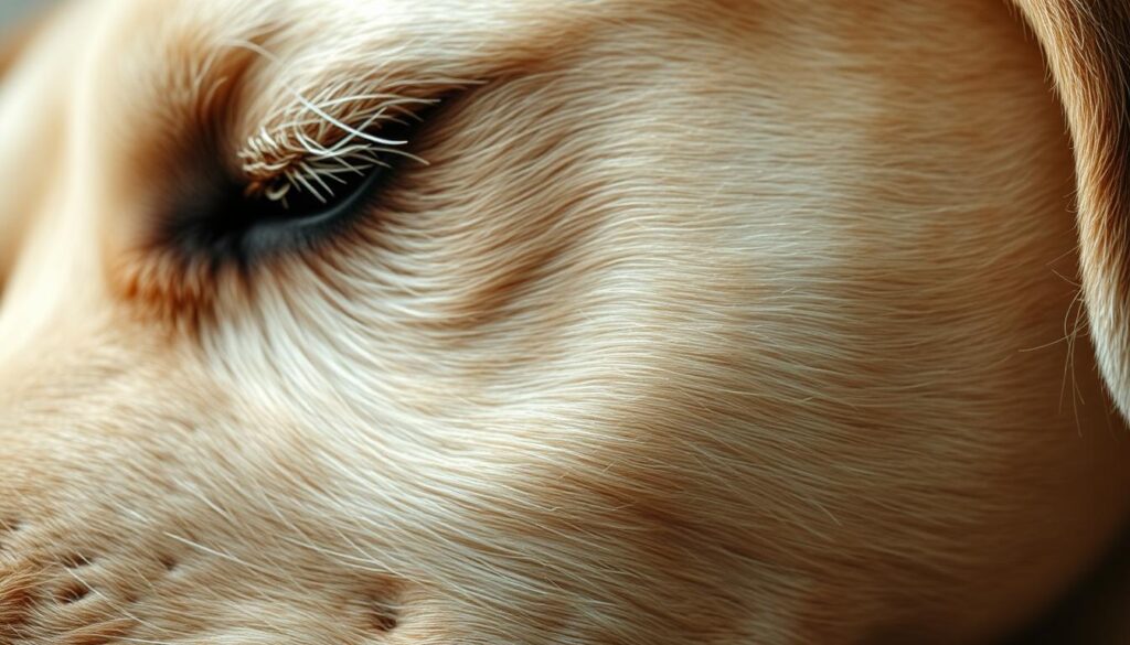 A close-up, macro-style photograph of a dog's skin, meticulously captured under soft, diffused lighting. The skin's surface is magnified, revealing intricate textures, pores, and fine hairs. The focus is sharp, drawing attention to any signs of irritation, redness, or abnormalities that could indicate an underlying condition. The image conveys a sense of scientific investigation, with a clinical yet compassionate tone, suitable for a medical evaluation of the dog's skin health. A close-up, macro-style photograph of a dog's skin, meticulously captured under soft, diffused lighting. The skin's surface is magnified, revealing intricate textures, pores, and fine hairs. The focus is sharp, drawing attention to any signs of irritation, redness, or abnormalities that could indicate an underlying condition. The image conveys a sense of scientific investigation, with a clinical yet compassionate tone, suitable for a medical evaluation of the dog's skin health.