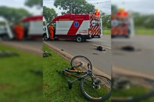 Carro atinge moto e bicicleta em acidente; vítimas foram socorridas