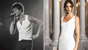 Shawn Mendes e Bruna Marquezine se beijam em banho de mar romântico no Rio hoje